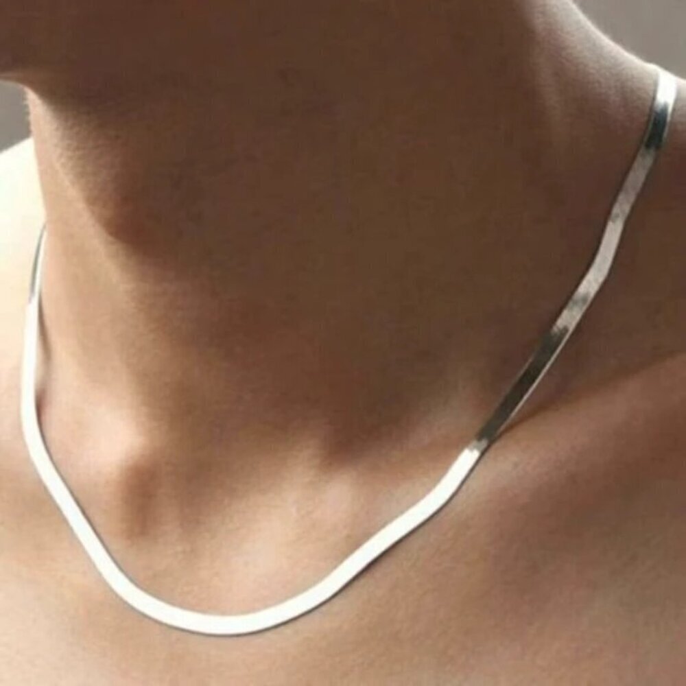 4.5mm thick Sterling Silver 18" Herringbone necklace snake chain ๐ - Picture 3 of 6